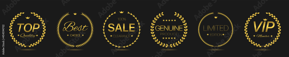 Top quality Golden laurel wreath label set Top quality Golden laurel wreath label set