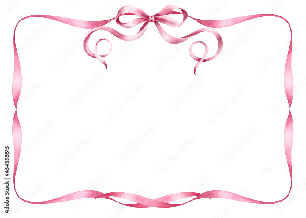 Watercolor Illustration Of Pink Ribbon Bow 2 Stock Illustration
