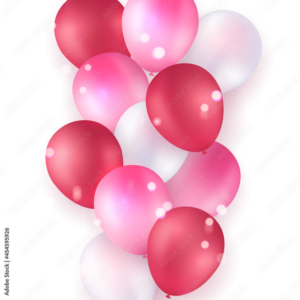 Elegant pink red ballon Happy Birthday celebration card banner template background