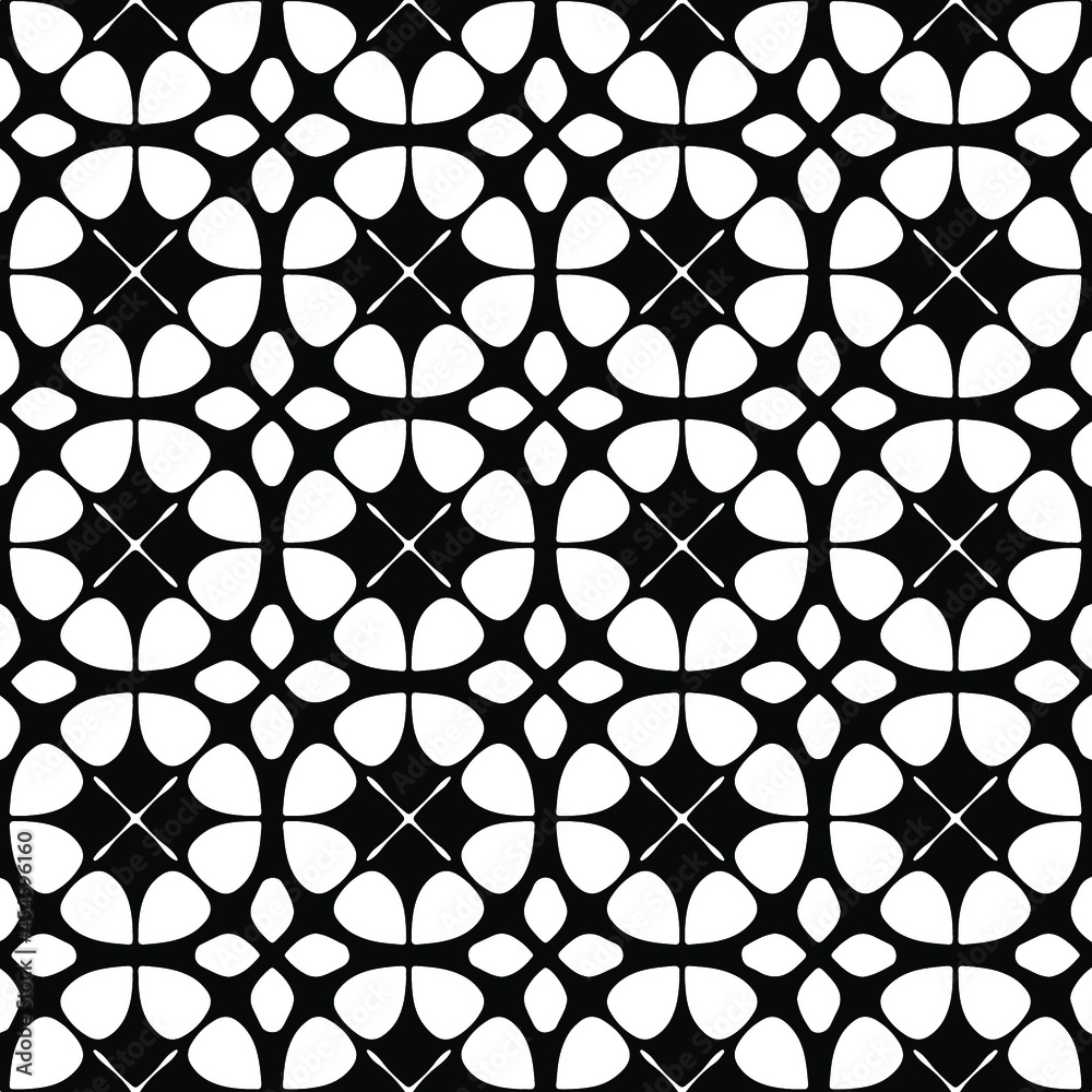 Fototapeta premium Seamless vector pattern in geometric ornamental style. Black and white pattern.