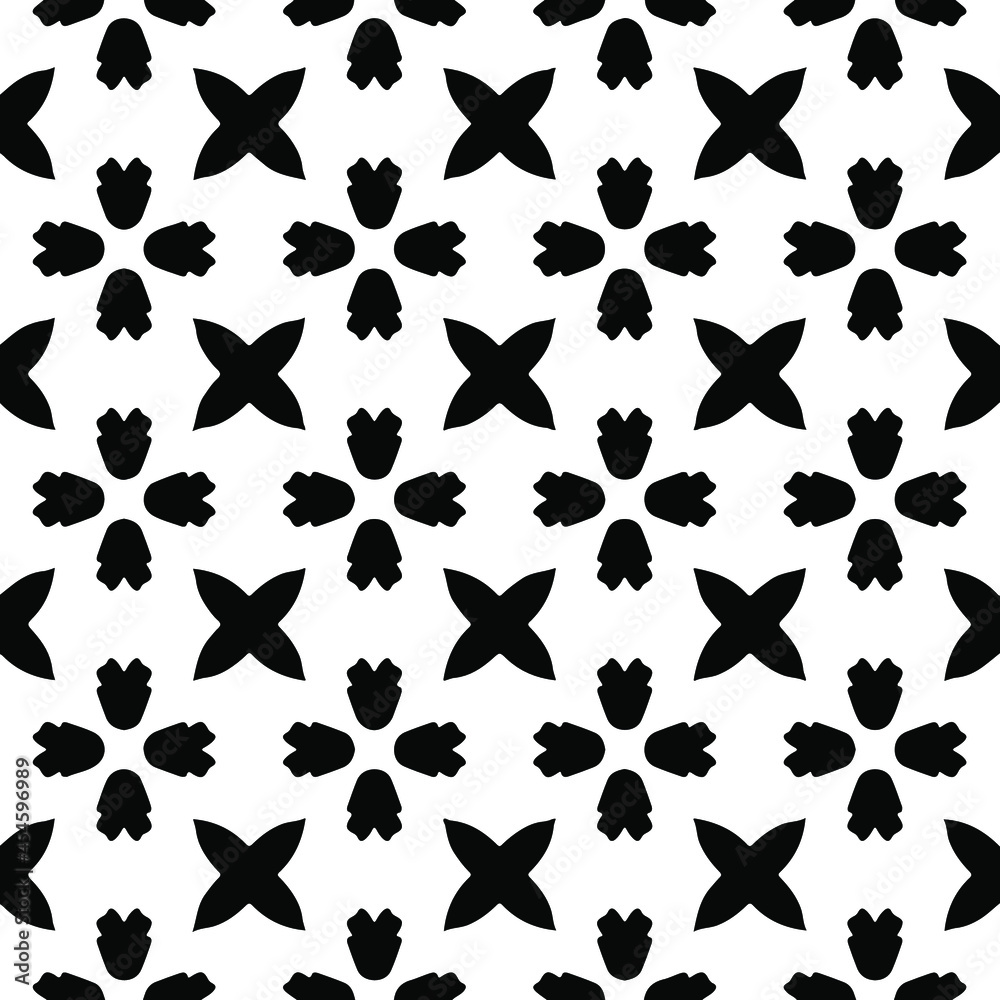 floral seamless pattern background.Geometric ornament for wallpapers and backgrounds. Black and white pattern.