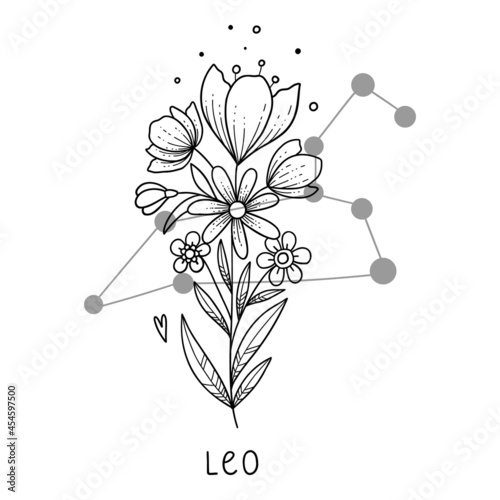 Leo horoscope flower icon outline vector. Zodiac sign astrology