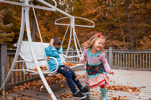 Girl playing with boy