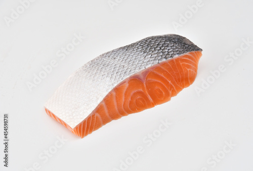 Salmon fillet for steak on white background