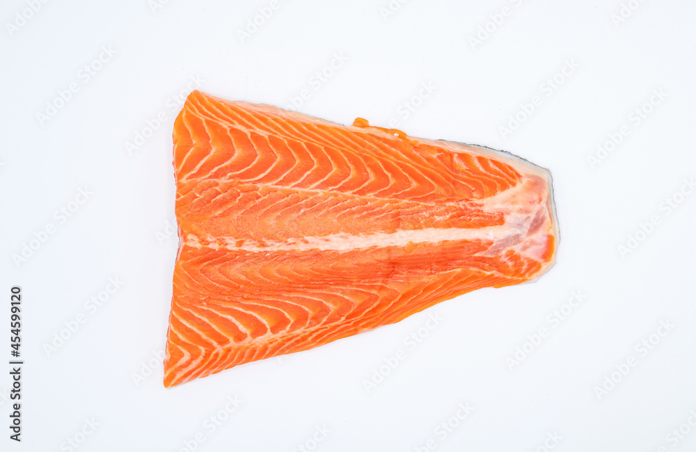 Tail of salmon on a white background
