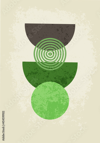 Modieus modern abstract ontwerp gemaakt van geometrische vormen, in groene tinten.