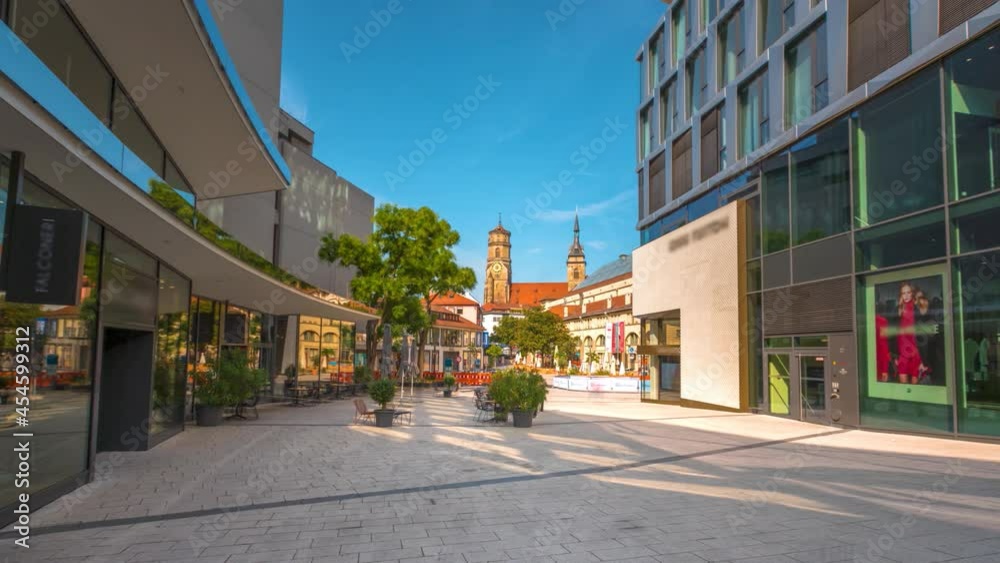 Stuttgart Germany most popular sqaure in city centre in front church old town time lapse hyperlapse video. Stuttgart Germany most popular sqaure in city centre in front church old town time lapse hyperlapse video.