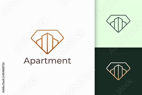 Apartment or property logo in diamond shape for real estate business