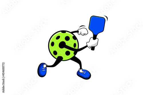 pickleball cartoon character in backhand position, for any business especially making posters, flyers, stickers, memes, etc.