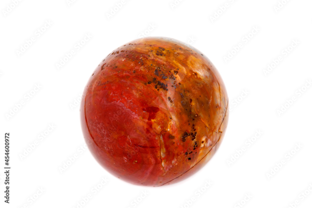 Fototapeta premium Macro mineral stone jasper ball on white background