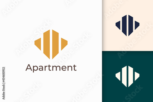 Apartment or building logo in abstract shape for real estate business