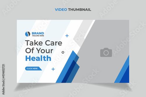 Editable video thumbnail and web banner design. Medical healthcare, fitness training, exercise customizable video thumbnail cover photo fully editable for social media.