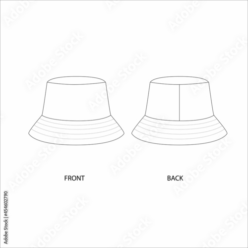 Fashionable Panama hat template. Vector summer hat. Сap with round fields. Technical drawing of the cap. hat isolated on white