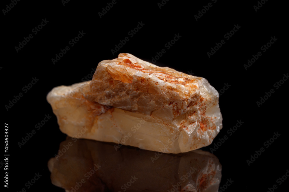 Macro mineral stone Moonstone a black background Macro mineral stone Moonstone a black background