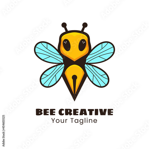 Creative bee logo design vector
