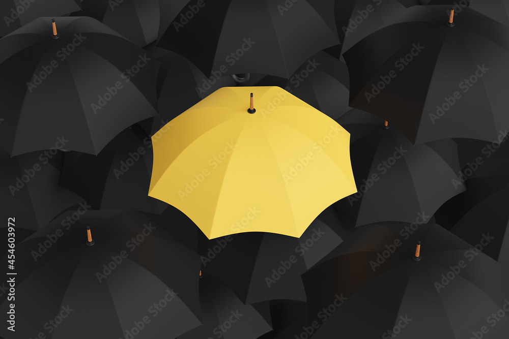 Set of yellow and black umbrellas