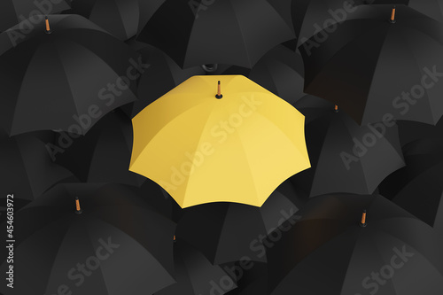 Set of yellow and black umbrellas