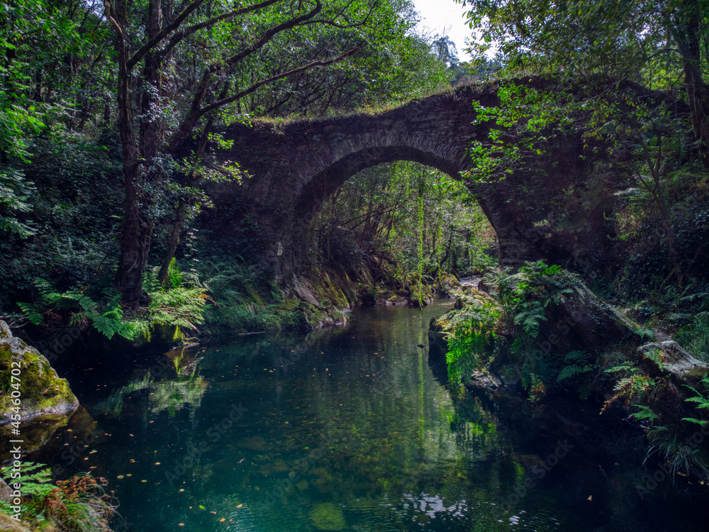 Ancient Roman bridge over the Polea river in Villayon, Asturias, Spain. Ancient Roman bridge over the Polea river in Villayon, Asturias, Spain.