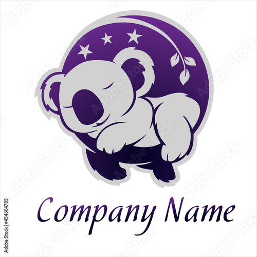 Logotype koala. Vector illustration koala. Sign or logo in the form of an Australian tropical animal koala bear, painted in color. Animal mascot.