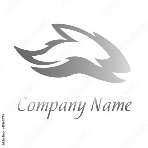 Logotype rabbit. Vector illustration abstract rabbit. Logotype in the form of an animal rabbit painted in gradient grey color. Animals mascot.