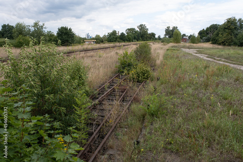 Kedzierzyn-Kozle, Poland - August 19, 2021:  the old railway station and the Cosel Transports memorial. Around 9000 jewish were forced off deportation trains for working in forced labour camps. photo
