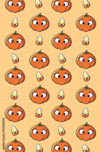 halloween pattern with funny pumpkins