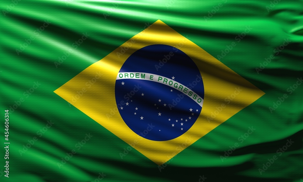 Fototapeta premium Brazil flag waving in the wind national symbol of brazilian country background