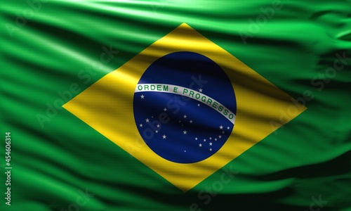 Brazil flag waving in the wind national symbol of brazilian country background