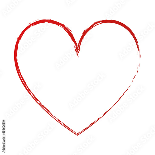 brush painted red ink stamp heart banner on white background