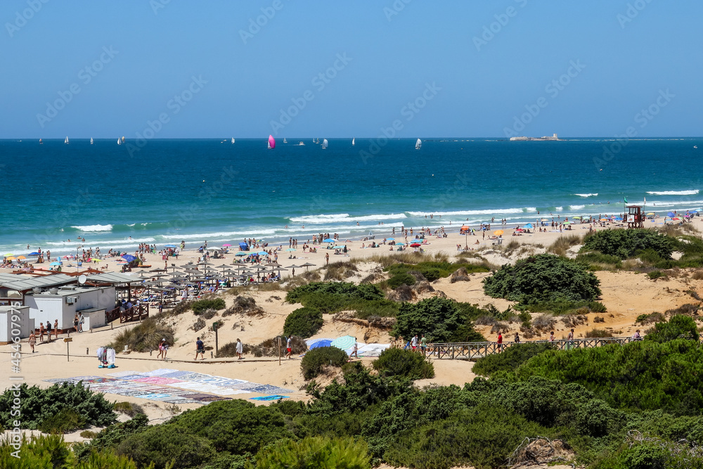 sand dunes on La Barrosa beach in Sancti Petri, Cadiz