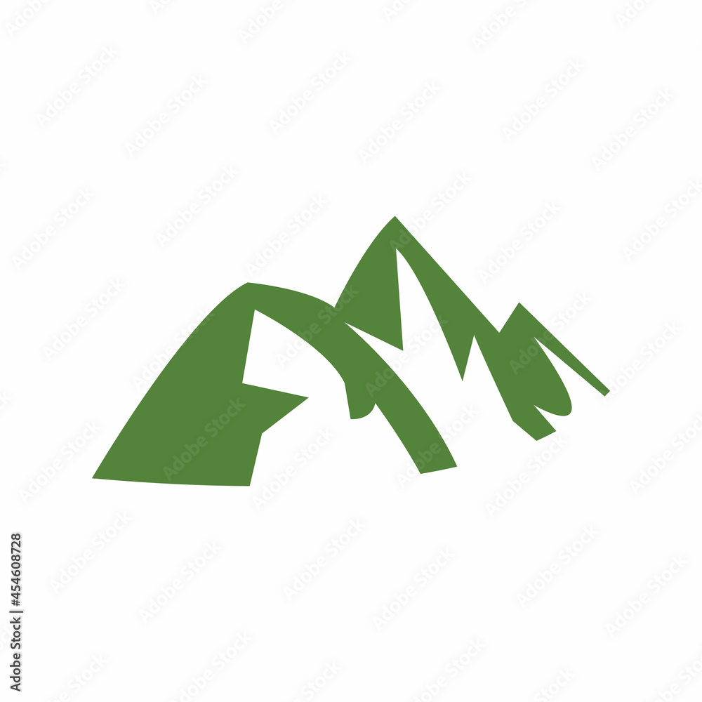 Simple Modern Mountain Landscape Logo Design Vector, Rocky Ice Top Mount Peak Silhouette Simple Modern Mountain Landscape Logo Design Vector, Rocky Ice Top Mount Peak Silhouette
