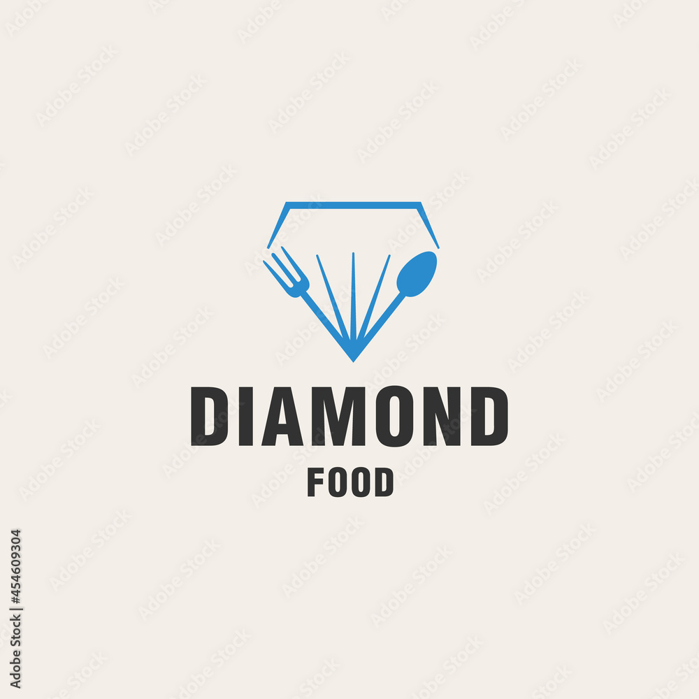 Diamond food logo template on monogram style