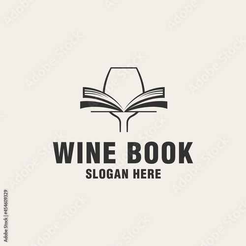 Wine book logo template on monogram style