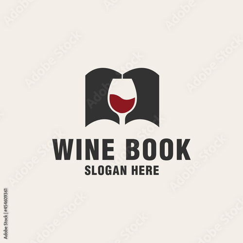 Wine book logo template on monogram style