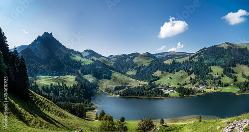 Landscape around the Black Lake (Schwarzsee) in the canton Fribourg (Freiburg), Switzerland
