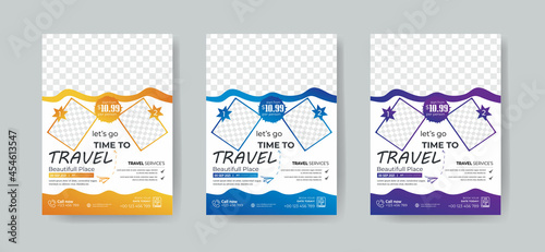 Travel Flyer Template  Layout with 3 Colorful Accents and Grayscale Elements