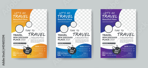 Travel Flyer Template  Layout with 3 Colorful Accents and Grayscale Elements