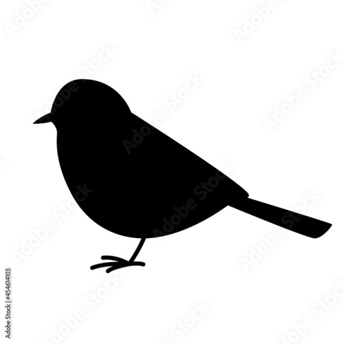 titmouse bird, vector illustration, black silhouette, side