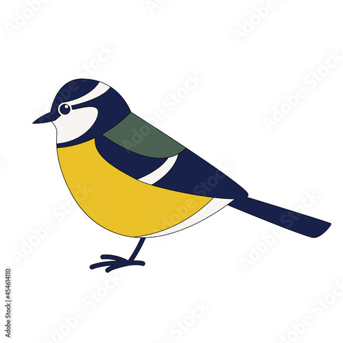 titmouse  bird, vector illustration, flat style, side