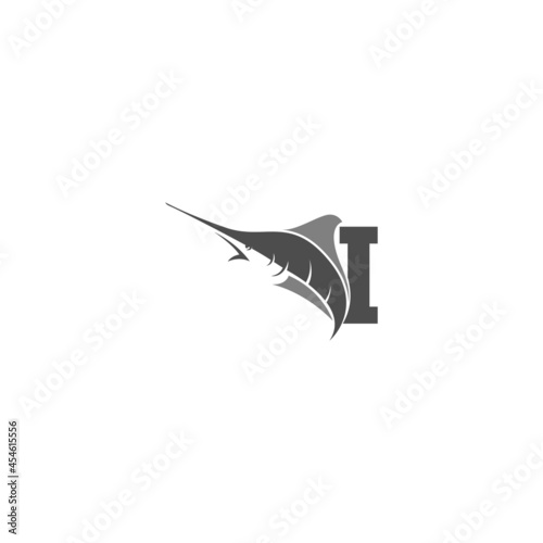 Letter I with ocean fish icon template photo