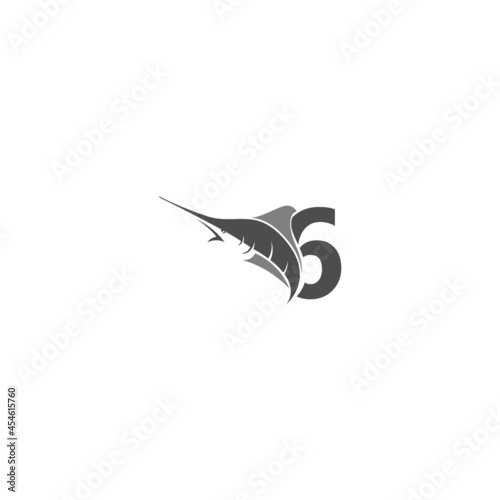 Number 6 with ocean fish icon template photo