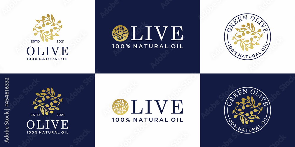 Olive oil logo with luxury gold color