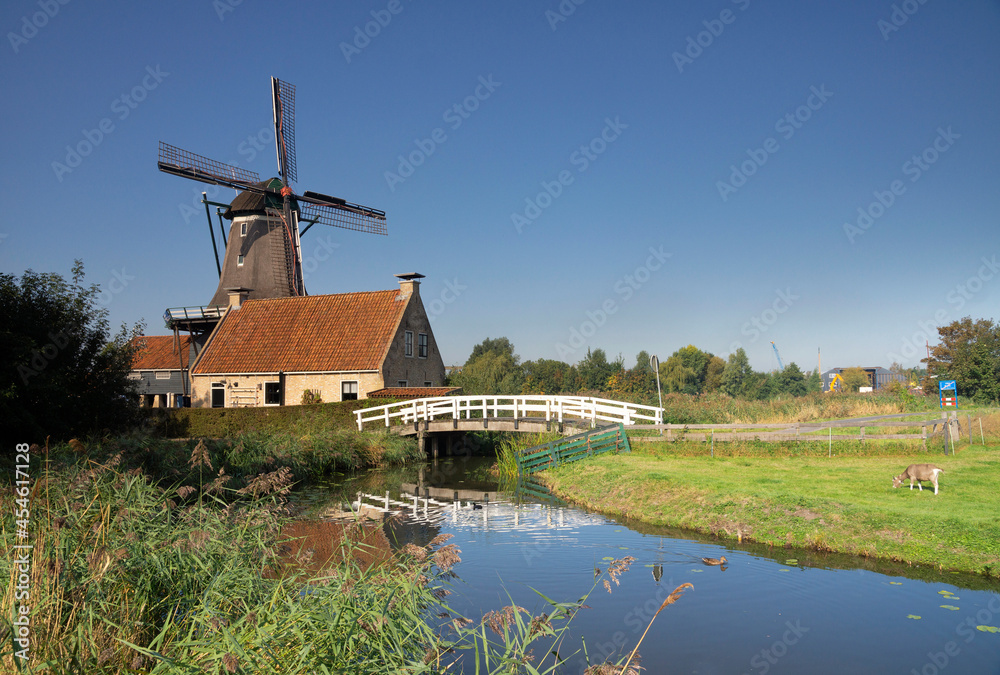 Windmill De Rat in the Frisian city IJlst