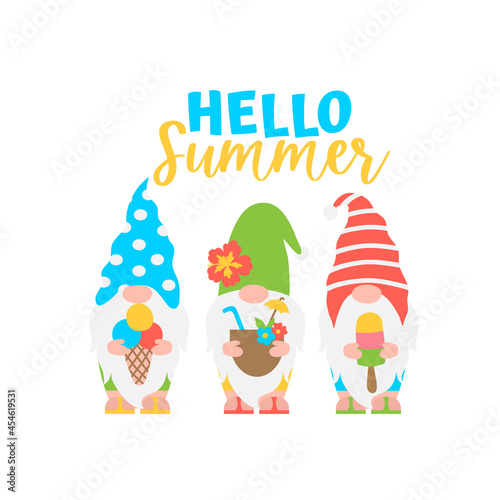Cute summer gnomes. Nordic gnomes in cartoon style