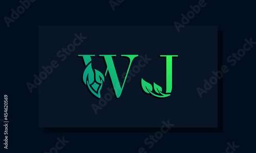 Minimal leaf style Initial WJ logo