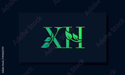 Minimal leaf style Initial XH logo