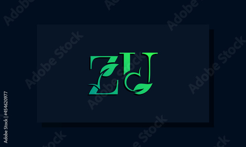 Minimal leaf style Initial ZU logo