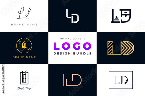 Set of collection Initial Letters LD Logo Design.