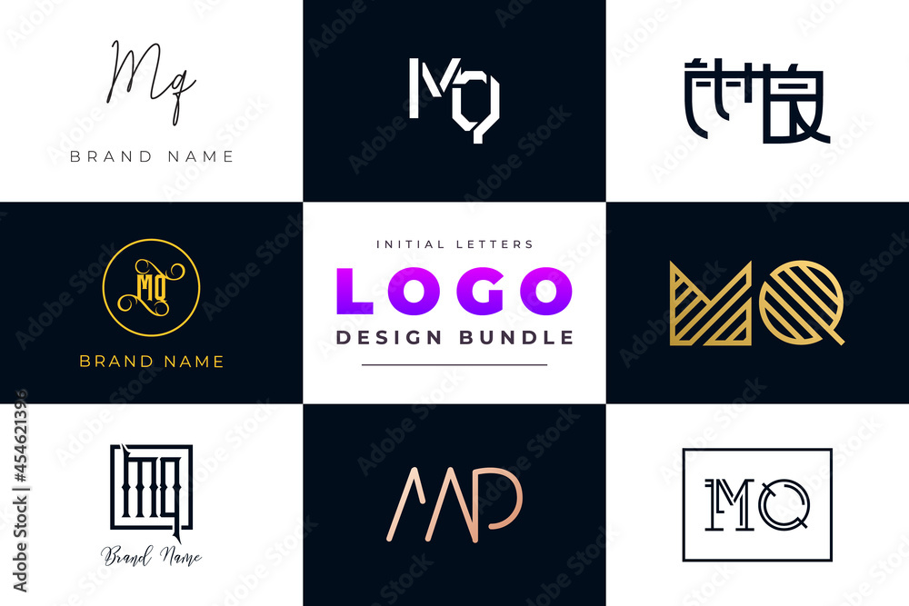 Set of collection Initial Letters MQ Logo Design.
