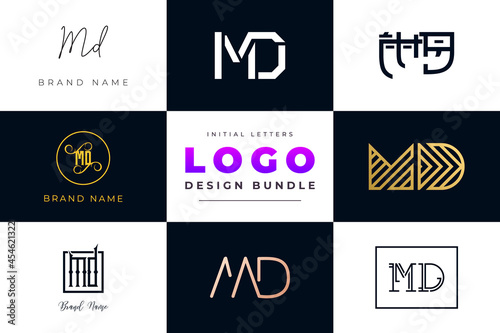 Set of collection Initial Letters MD Logo Design.